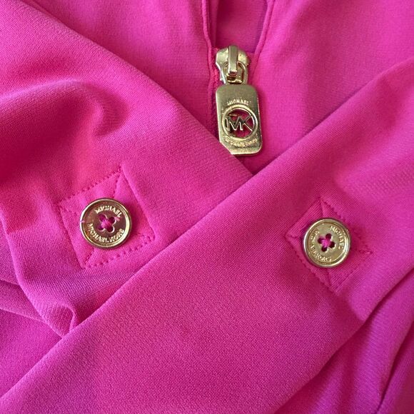Michael Kors Women’s XL Magenta Pink Zip Front Blouse Roll Tab Sleeves - Picture 5 of 13